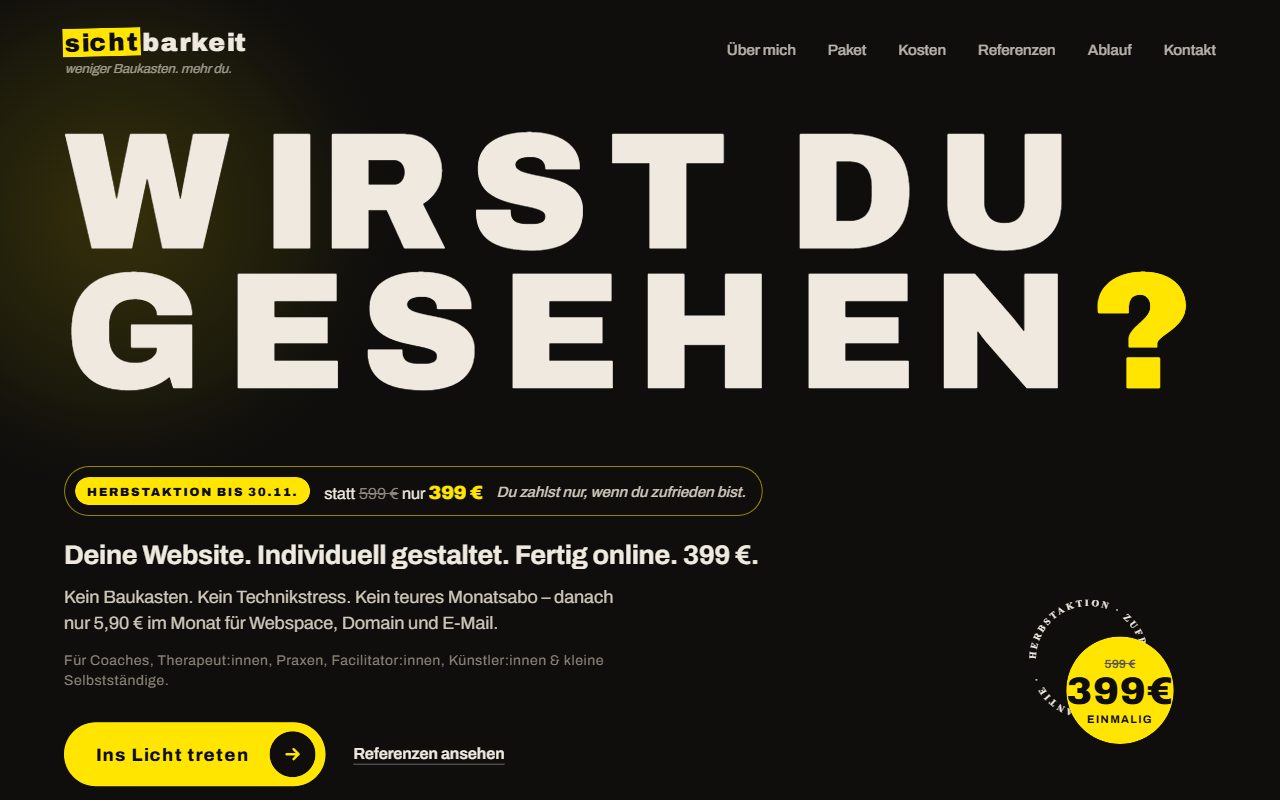 Startseite von sichtbarkeit.space